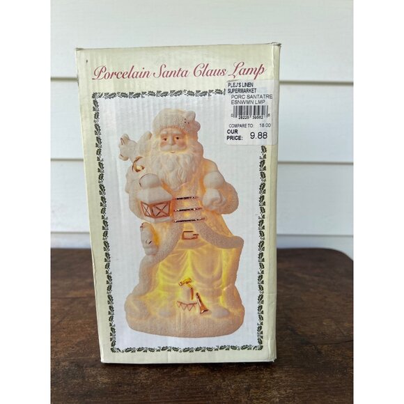 Vintage Porcelain Santa Claus Lamp With Light & Bells Included E3 - Picture 3 of 5